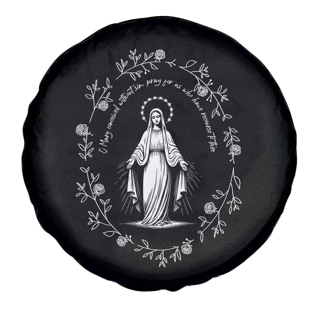 Marian Catholic Spare Tire Cover Virgin Mary Floral Women Religious Catholic Gift TS10 Print Your Wear