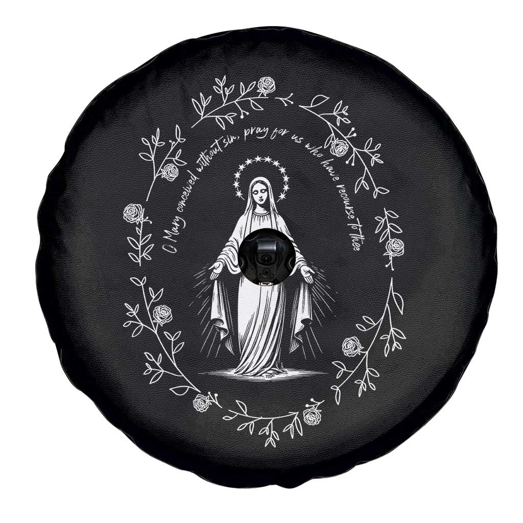 Marian Catholic Spare Tire Cover Virgin Mary Floral Women Religious Catholic Gift TS10 Print Your Wear