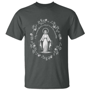 Marian Catholic T Shirt Virgin Mary Floral Women Religious Catholic Gift TS10 Dark Heather Print Your Wear
