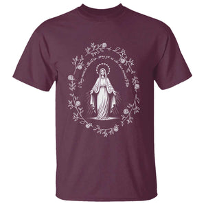 Marian Catholic T Shirt Virgin Mary Floral Women Religious Catholic Gift TS10 Maroon Print Your Wear