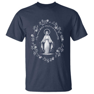 Marian Catholic T Shirt Virgin Mary Floral Women Religious Catholic Gift TS10 Navy Print Your Wear