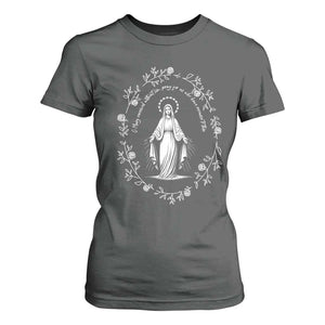 Marian Catholic T Shirt For Women Virgin Mary Floral Women Religious Catholic Gift TS10 Dark Heather Print Your Wear