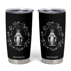 Marian Catholic Tumbler Cup Virgin Mary Floral Women Religious Catholic Gift TS10 Black Print Your Wear