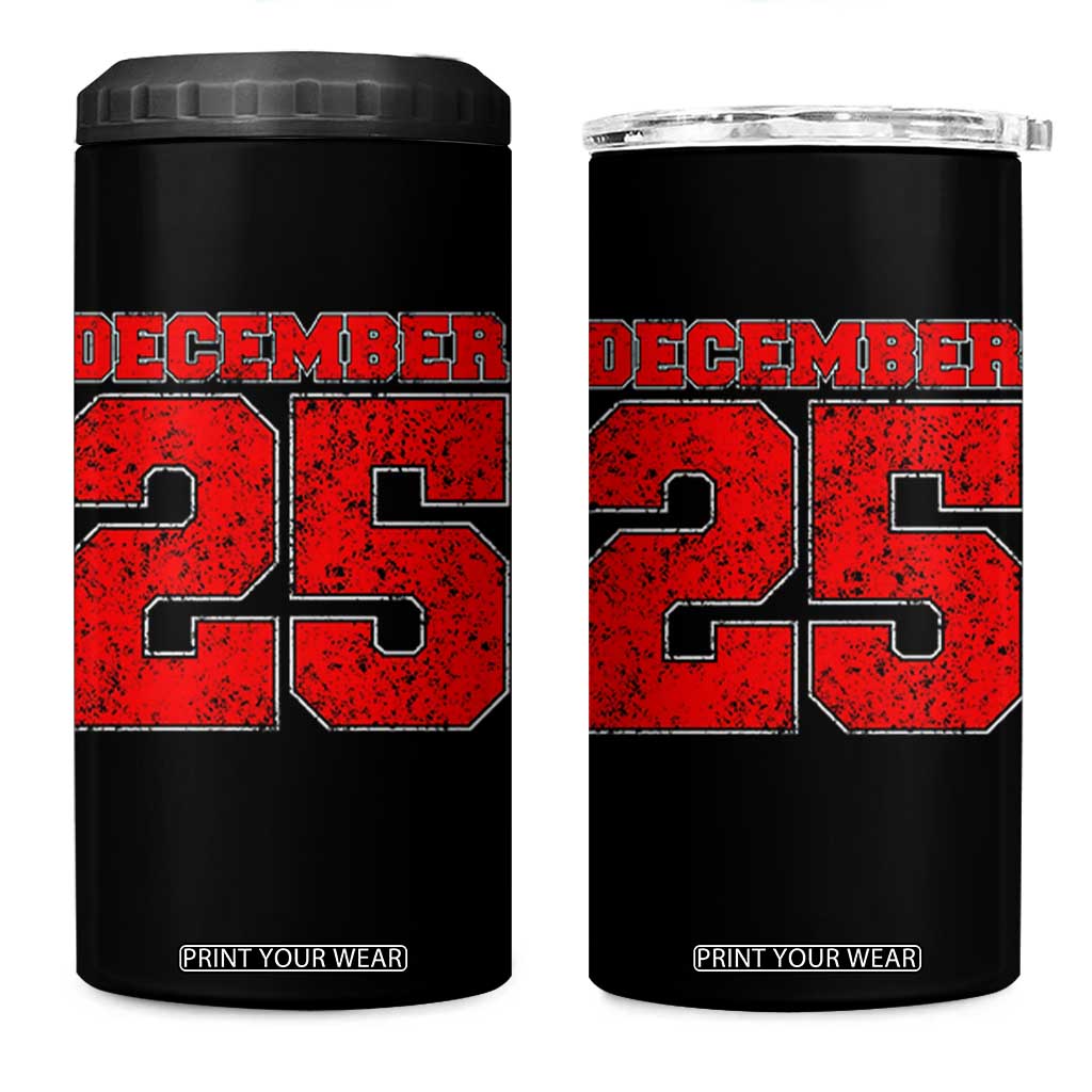 Retro December 25 Christmas 4 in 1 Can Cooler Tumbler Vintage Holiday TS10 One Size: 16 oz Black Print Your Wear