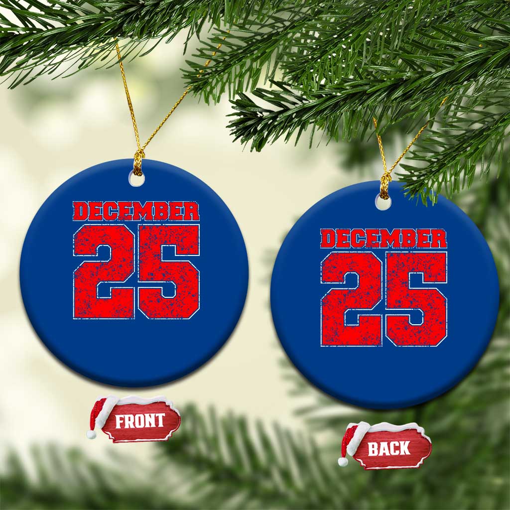 Retro December 25 Christmas Ceramic Ornament Vintage Holiday TS10 1pc Blue Print Your Wear