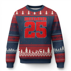 Retro December 25 Xmas Ugly Christmas Sweater Vintage Holiday TS10 Navy Red Print Your Wear