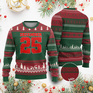 Retro December 25 Xmas Ugly Christmas Sweater Vintage Holiday TS10 Red Green Print Your Wear
