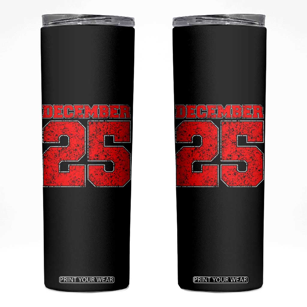 Retro December 25 Christmas Skinny Tumbler Vintage Holiday TS10 Black Print Your Wear