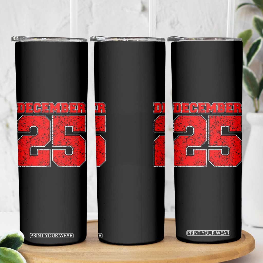 Retro December 25 Christmas Skinny Tumbler Vintage Holiday TS10 Print Your Wear