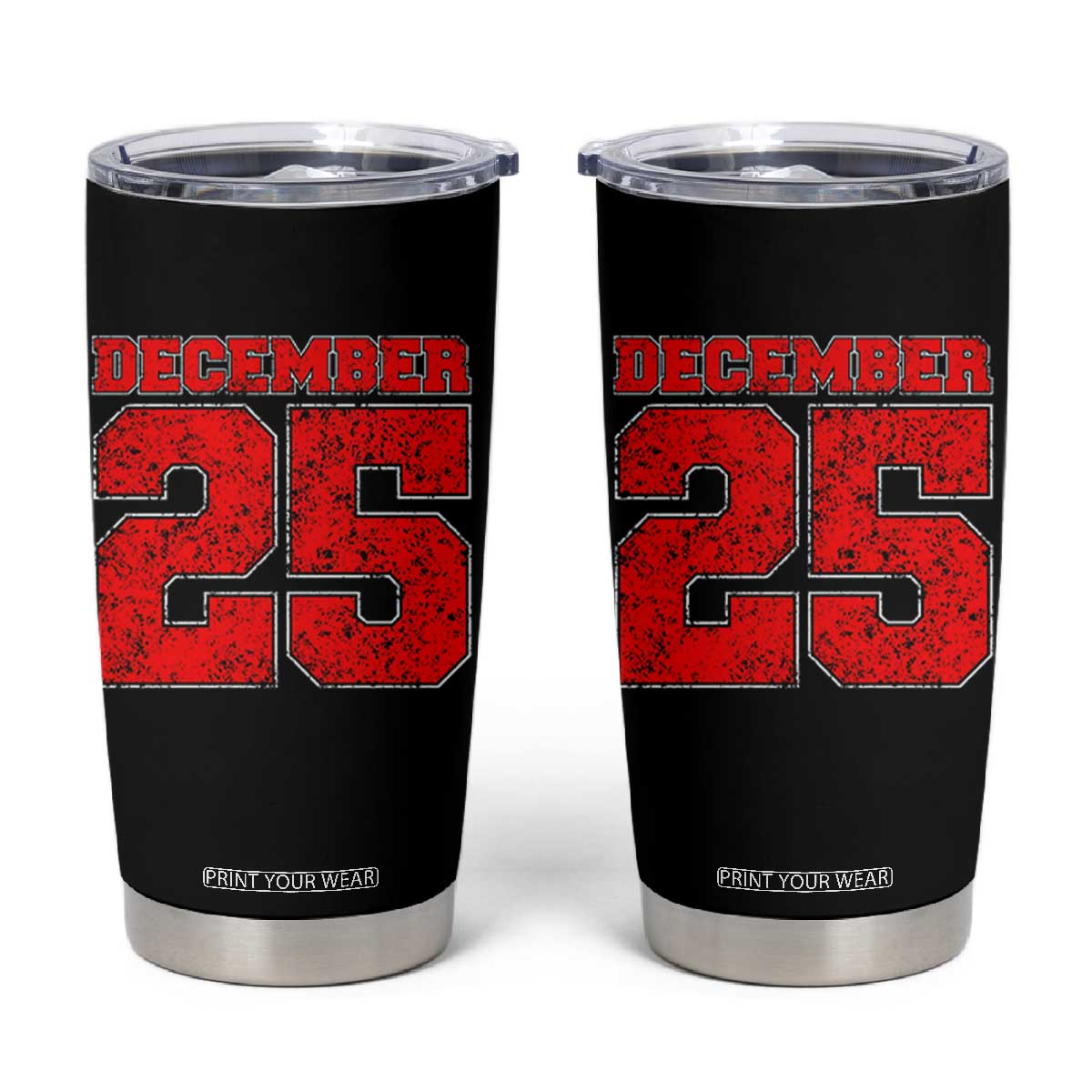 Retro December 25 Christmas Tumbler Cup Vintage Holiday TS10 Black Print Your Wear