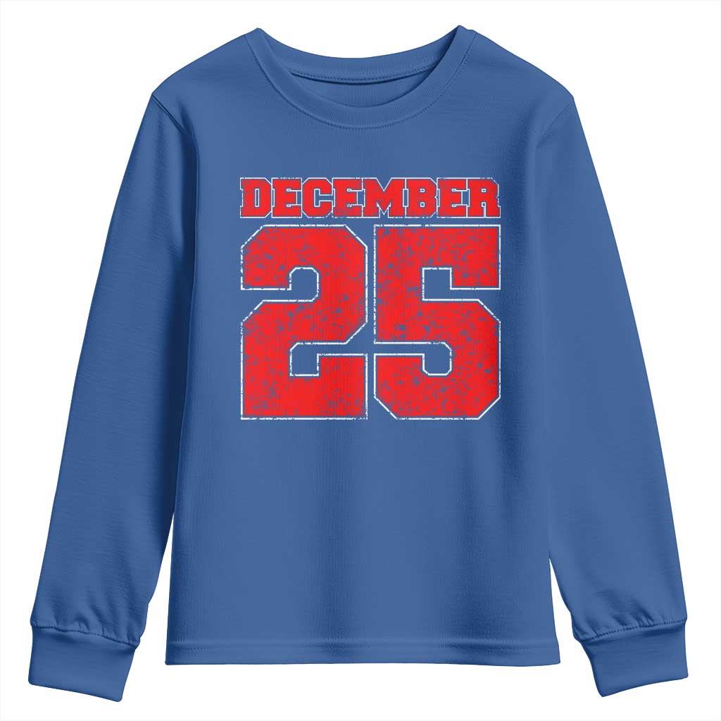 Retro December 25 Christmas Youth Sweatshirt Vintage Holiday TS10 Royal Blue Print Your Wear