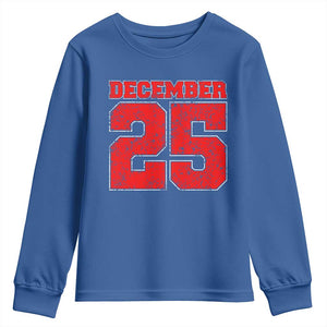 Retro December 25 Christmas Youth Sweatshirt Vintage Holiday TS10 Royal Blue Print Your Wear