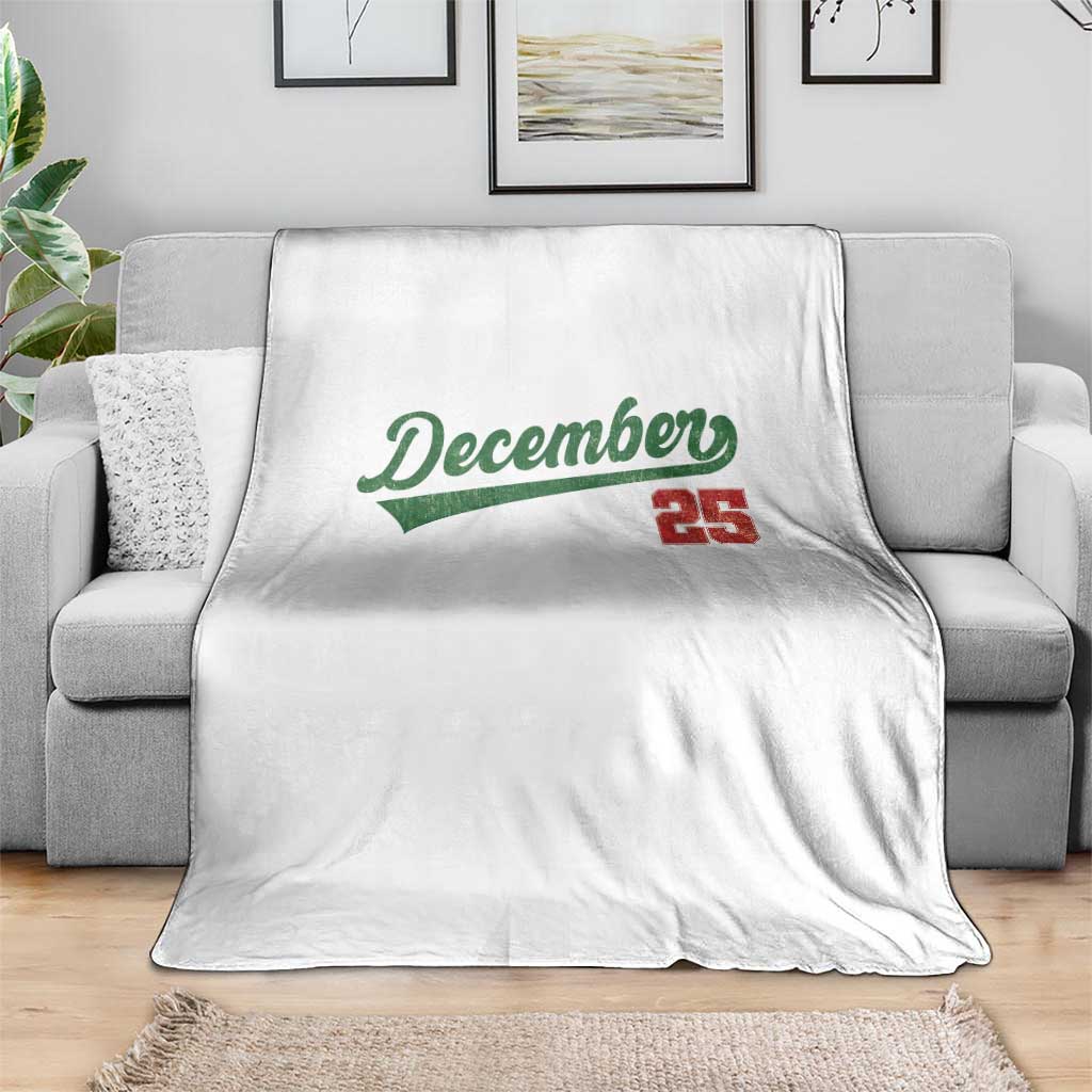 Retro Christmas December 25 Throw Blanket Retro Vintage Script Holiday Trip TS10 Print Your Wear