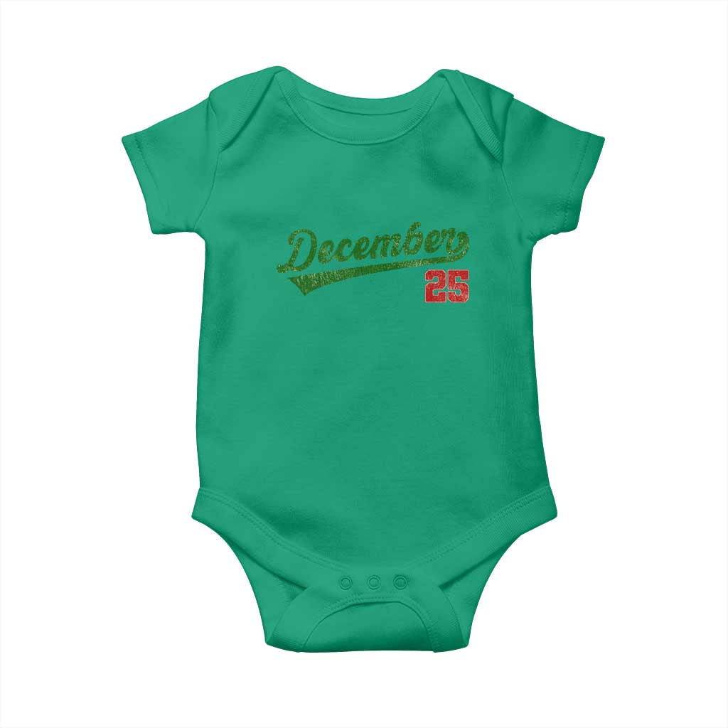 Retro Christmas December 25 Baby Onesie Retro Vintage Script Holiday Trip TS10 Irish Green Print Your Wear