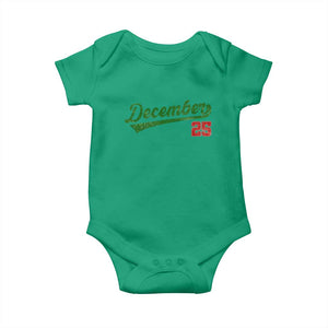 Retro Christmas December 25 Baby Onesie Retro Vintage Script Holiday Trip TS10 Irish Green Print Your Wear