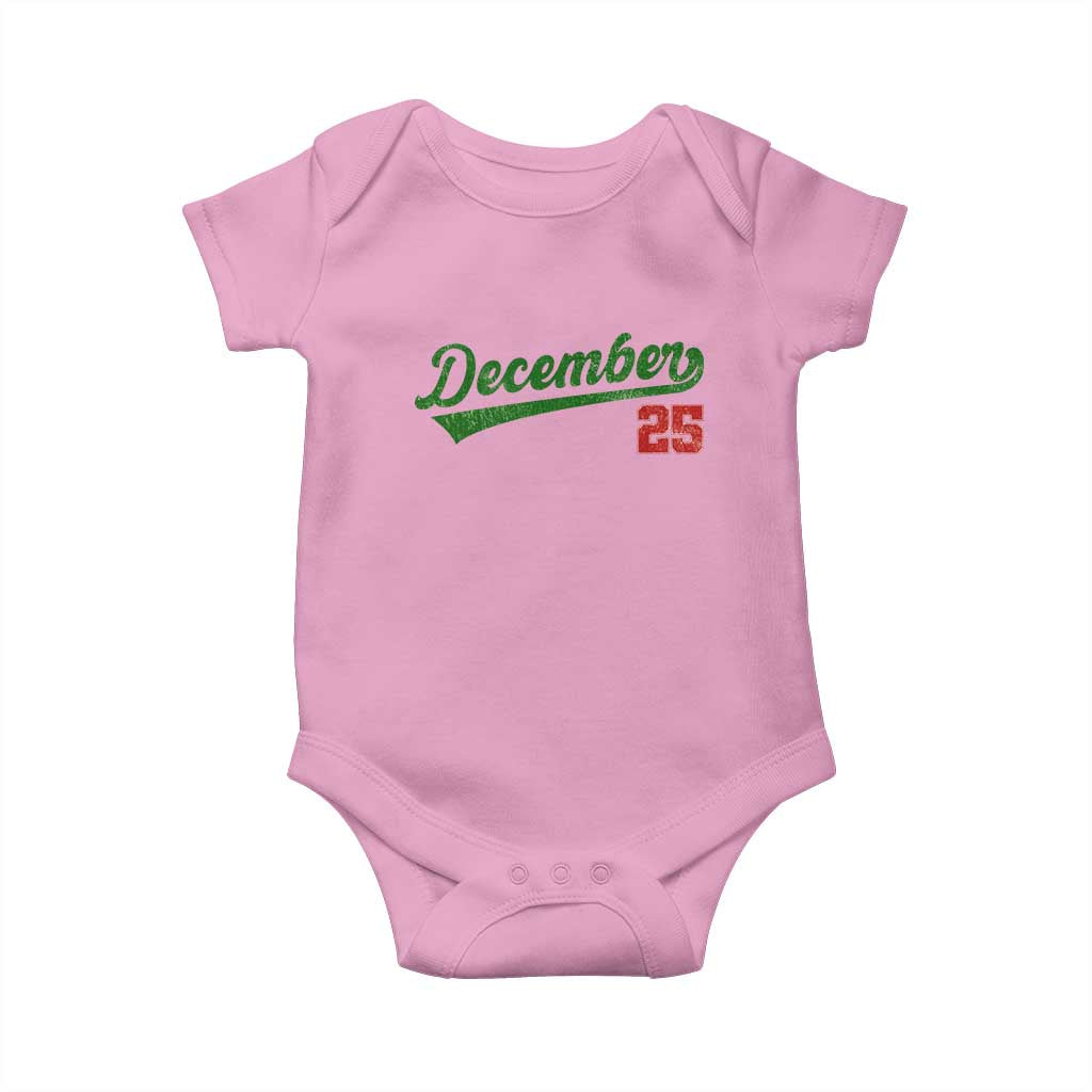 Retro Christmas December 25 Baby Onesie Retro Vintage Script Holiday Trip TS10 Light Pink Print Your Wear