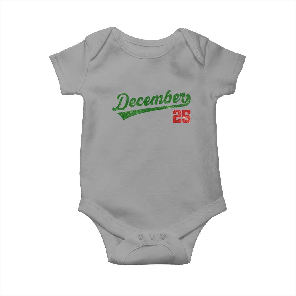 Retro Christmas December 25 Baby Onesie Retro Vintage Script Holiday Trip TS10 Sport Gray Print Your Wear