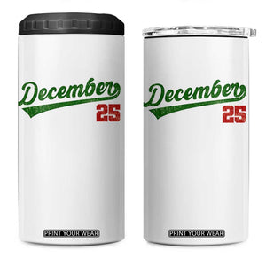 Retro Christmas December 25 4 in 1 Can Cooler Tumbler Retro Vintage Script Holiday Trip TS10 One Size: 16 oz White Print Your Wear