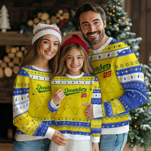 Retro Christmas December 25 Hanukkah Ugly Sweater Retro Vintage Script Holiday Trip TS10 Gold Royal Blue Print Your Wear