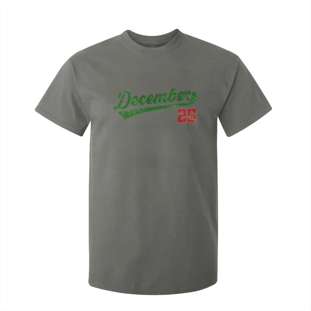 Retro Christmas December 25 T Shirt For Kid Retro Vintage Script Holiday Trip TS10 Military Green Print Your Wear