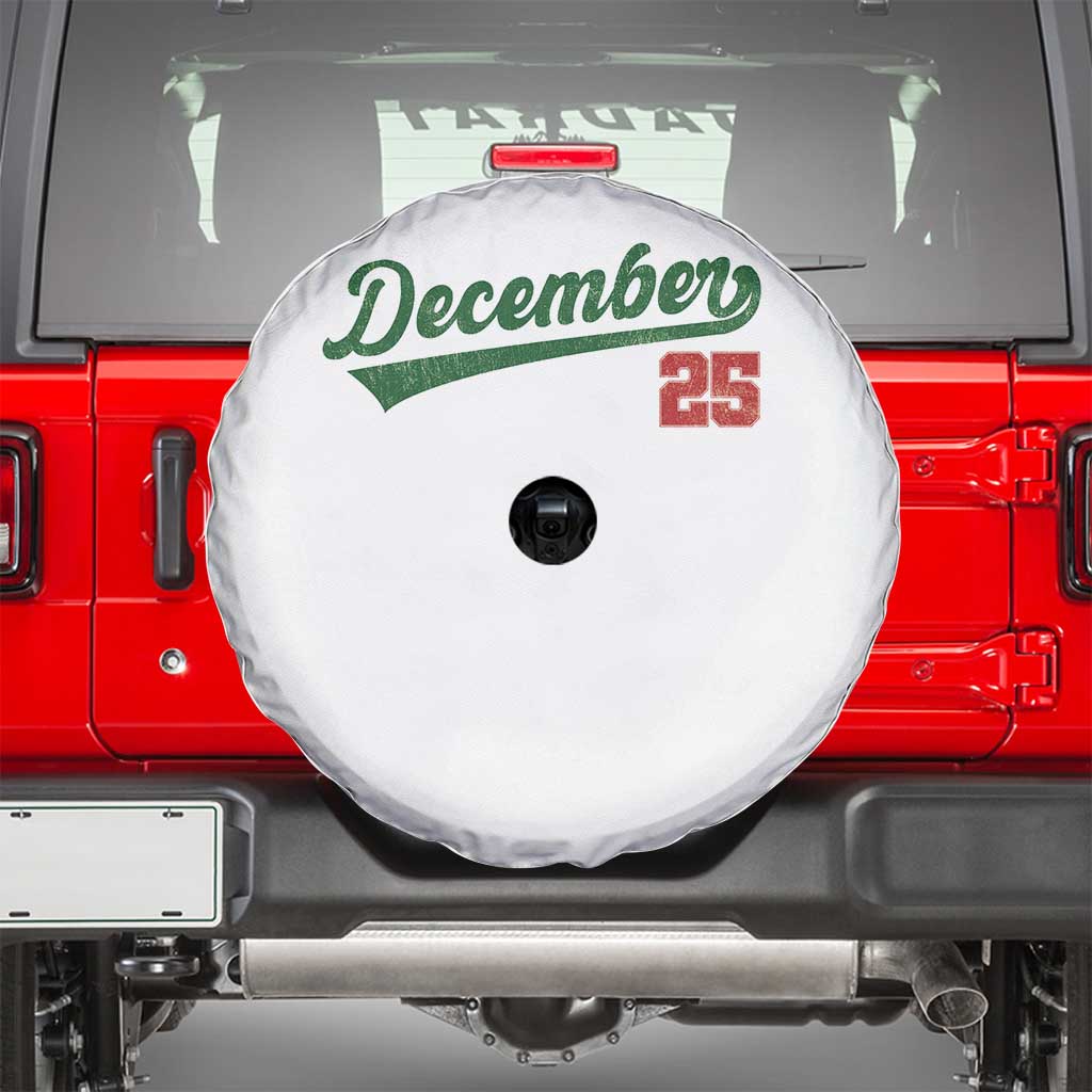Retro Christmas December 25 Spare Tire Cover Retro Vintage Script Holiday Trip TS10 White Print Your Wear