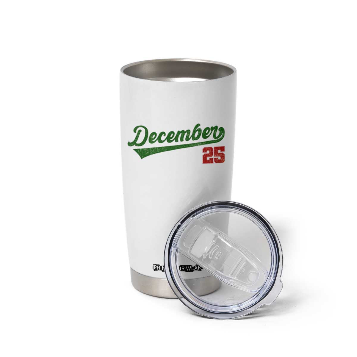 Retro Christmas December 25 Tumbler Cup Retro Vintage Script Holiday Trip TS10 Print Your Wear
