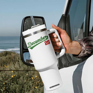 Retro Christmas December 25 Tumbler With Handle Retro Vintage Script Holiday Trip TS10 Print Your Wear