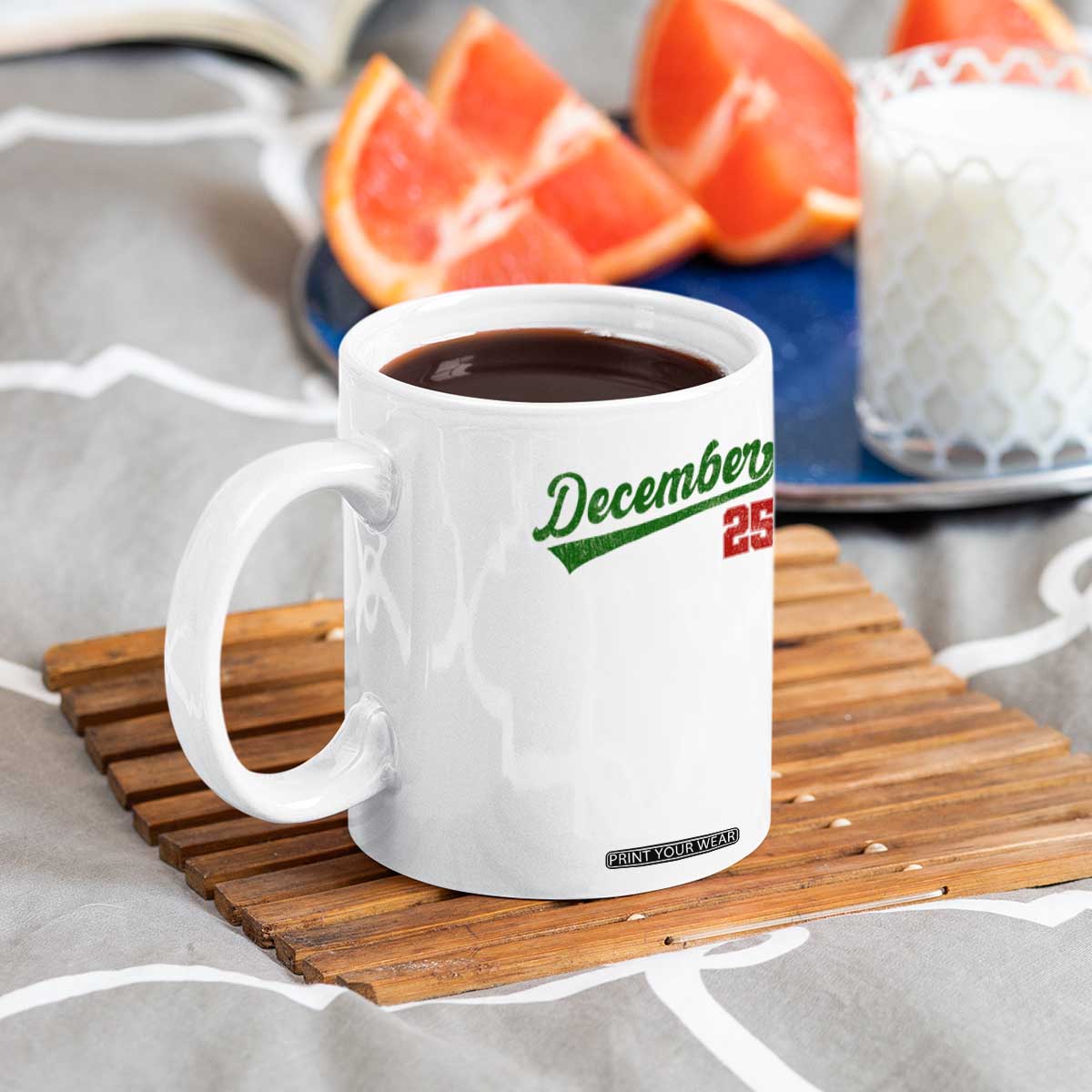 Retro Christmas December 25 Coffee Mug Retro Vintage Script Holiday Trip TS10 Print Your Wear