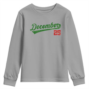 Retro Christmas December 25 Youth Sweatshirt Retro Vintage Script Holiday Trip TS10 Sport Gray Print Your Wear