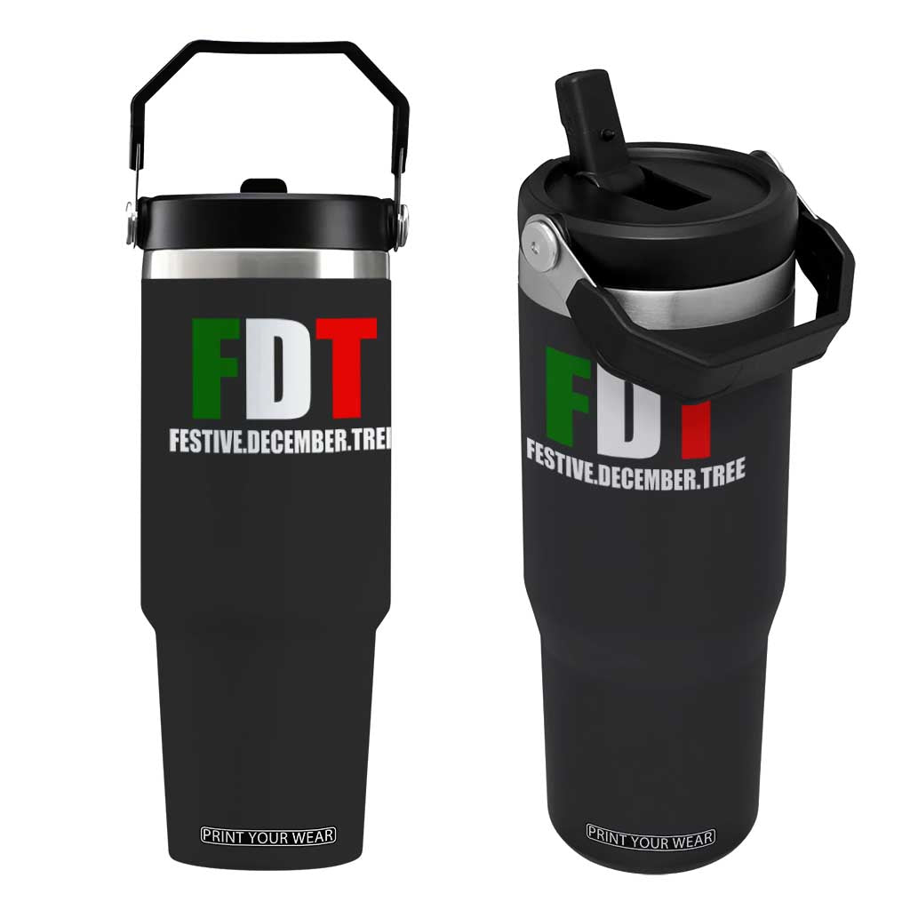 Subtle FDT Christmas Flip Straw Tumbler Hidden Message Funny Festive December Tree TS10 One Size: 30 oz Black Print Your Wear