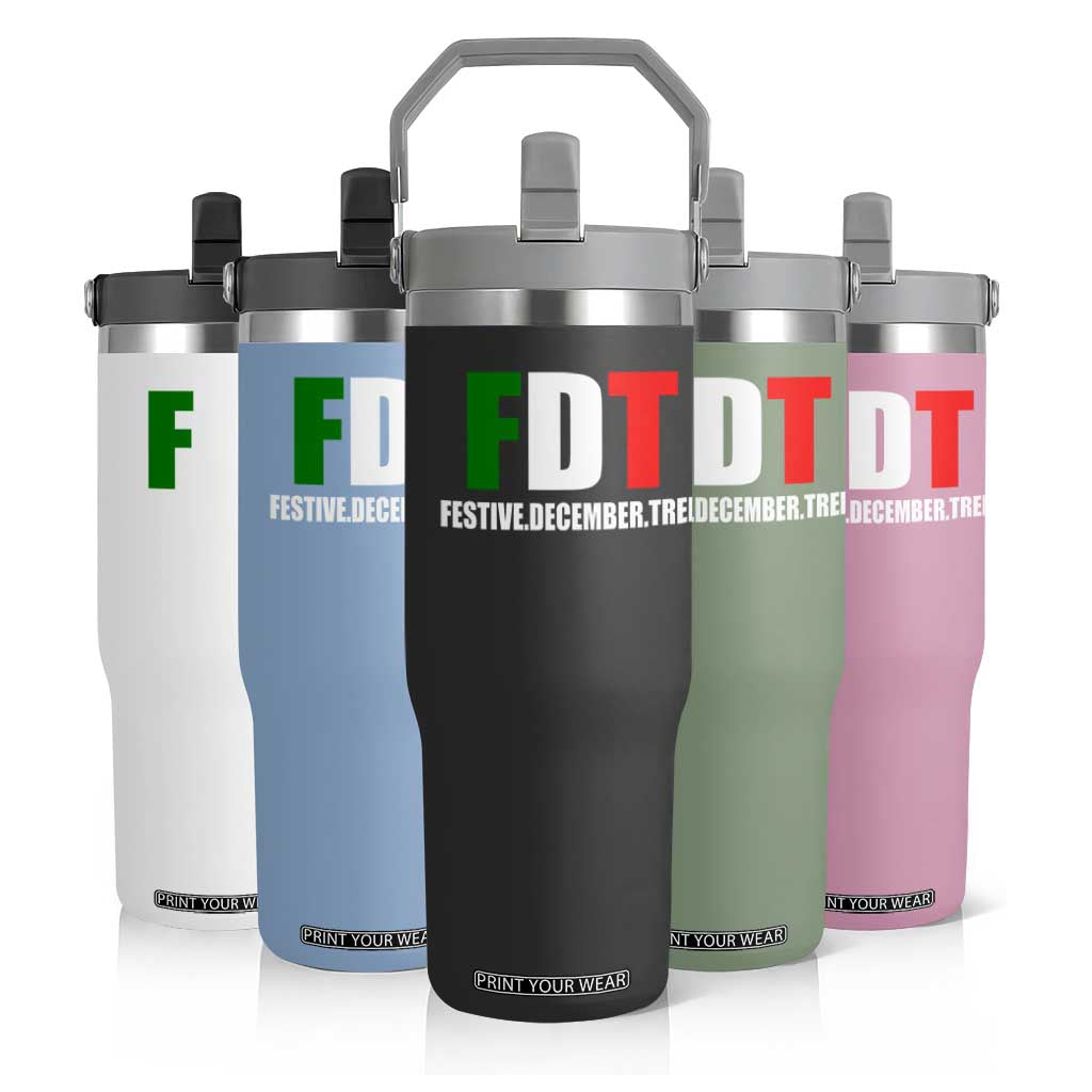 Subtle FDT Christmas Flip Straw Tumbler Hidden Message Funny Festive December Tree TS10 Print Your Wear