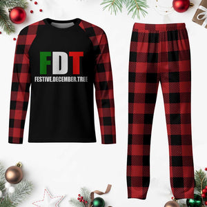 Subtle FDT Christmas Plaid Pajama Set Hidden Message Funny Festive December Tree - Print Your Wear