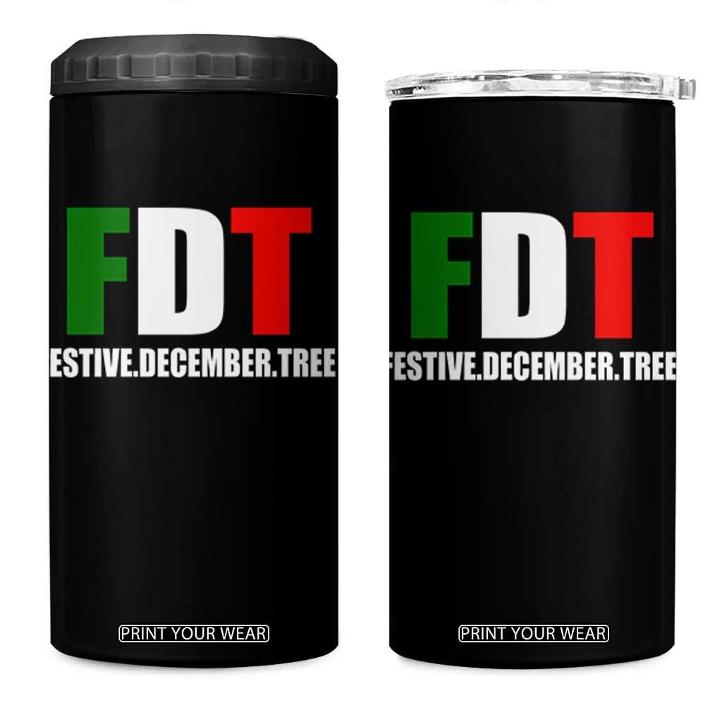 Subtle FDT Christmas 4 in 1 Can Cooler Tumbler Hidden Message Funny Festive December Tree TS10 One Size: 16 oz Black Print Your Wear
