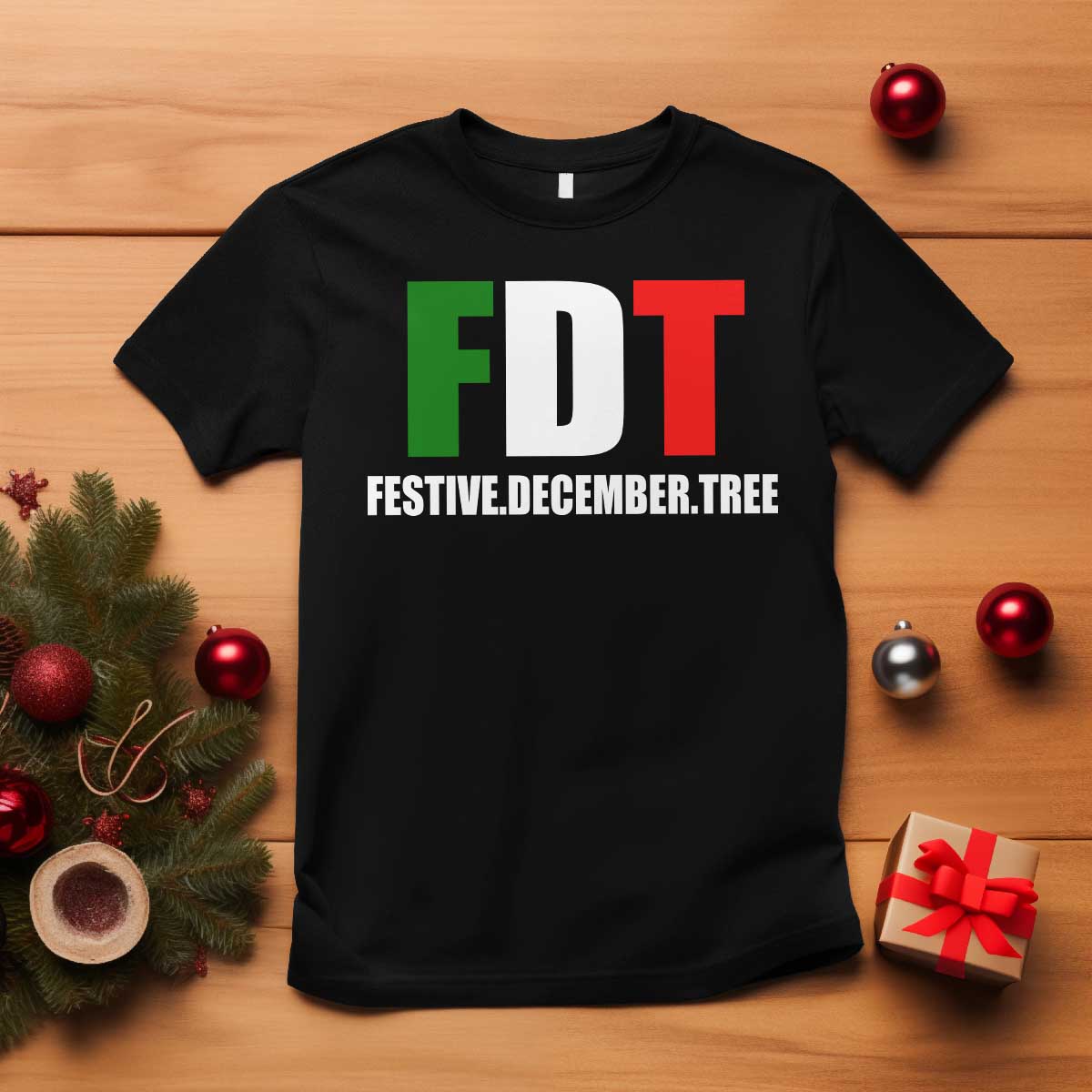 Subtle FDT Christmas T Shirt Hidden Message Funny Festive December Tree TS10 Black Print Your Wear