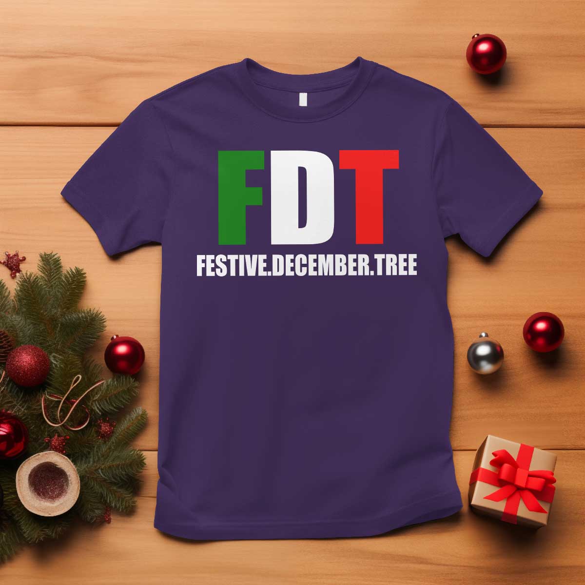 Subtle FDT Christmas T Shirt Hidden Message Funny Festive December Tree TS10 Purple Print Your Wear