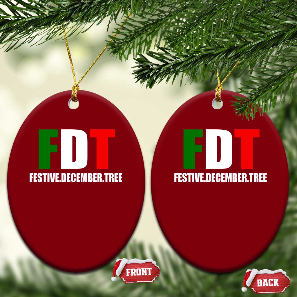 Subtle FDT Christmas Ceramic Ornament Hidden Message Funny Festive December Tree - Print Your Wear