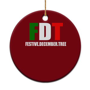 Subtle FDT Christmas Ceramic Ornament Hidden Message Funny Festive December Tree - Print Your Wear