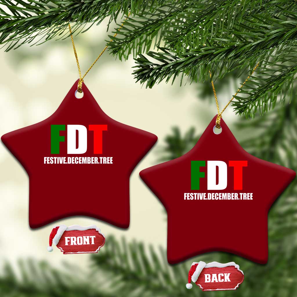 Subtle FDT Christmas Ceramic Ornament Hidden Message Funny Festive December Tree - Print Your Wear