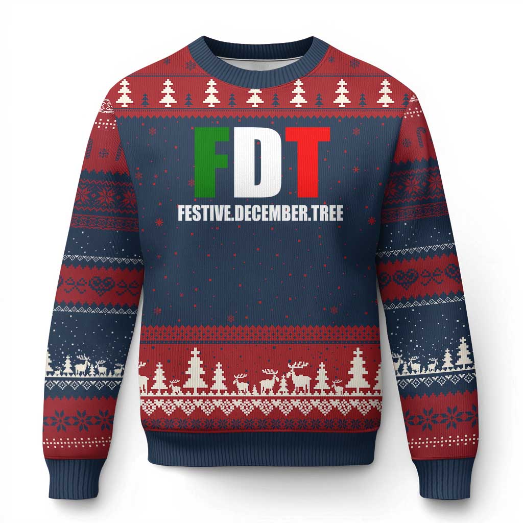 Subtle FDT Xmas Ugly Christmas Sweater Hidden Message Funny Festive December Tree TS10 Navy Red Print Your Wear