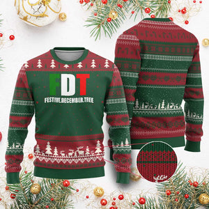 Subtle FDT Xmas Ugly Christmas Sweater Hidden Message Funny Festive December Tree TS10 Red Green Print Your Wear