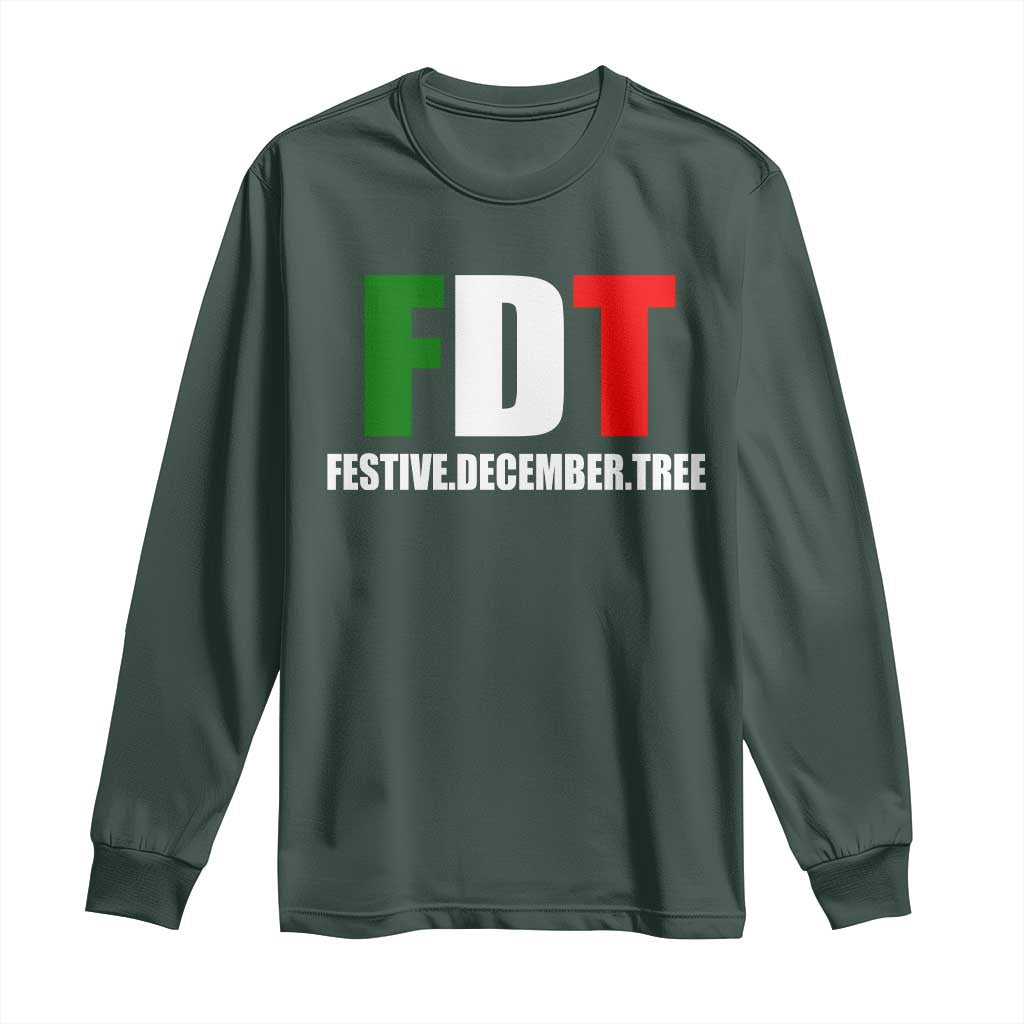 Subtle FDT Christmas Long Sleeve Shirt Hidden Message Funny Festive December Tree TS10 Dark Forest Green Print Your Wear
