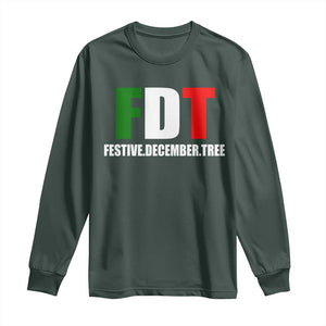 Subtle FDT Christmas Long Sleeve Shirt Hidden Message Funny Festive December Tree TS10 Dark Forest Green Print Your Wear