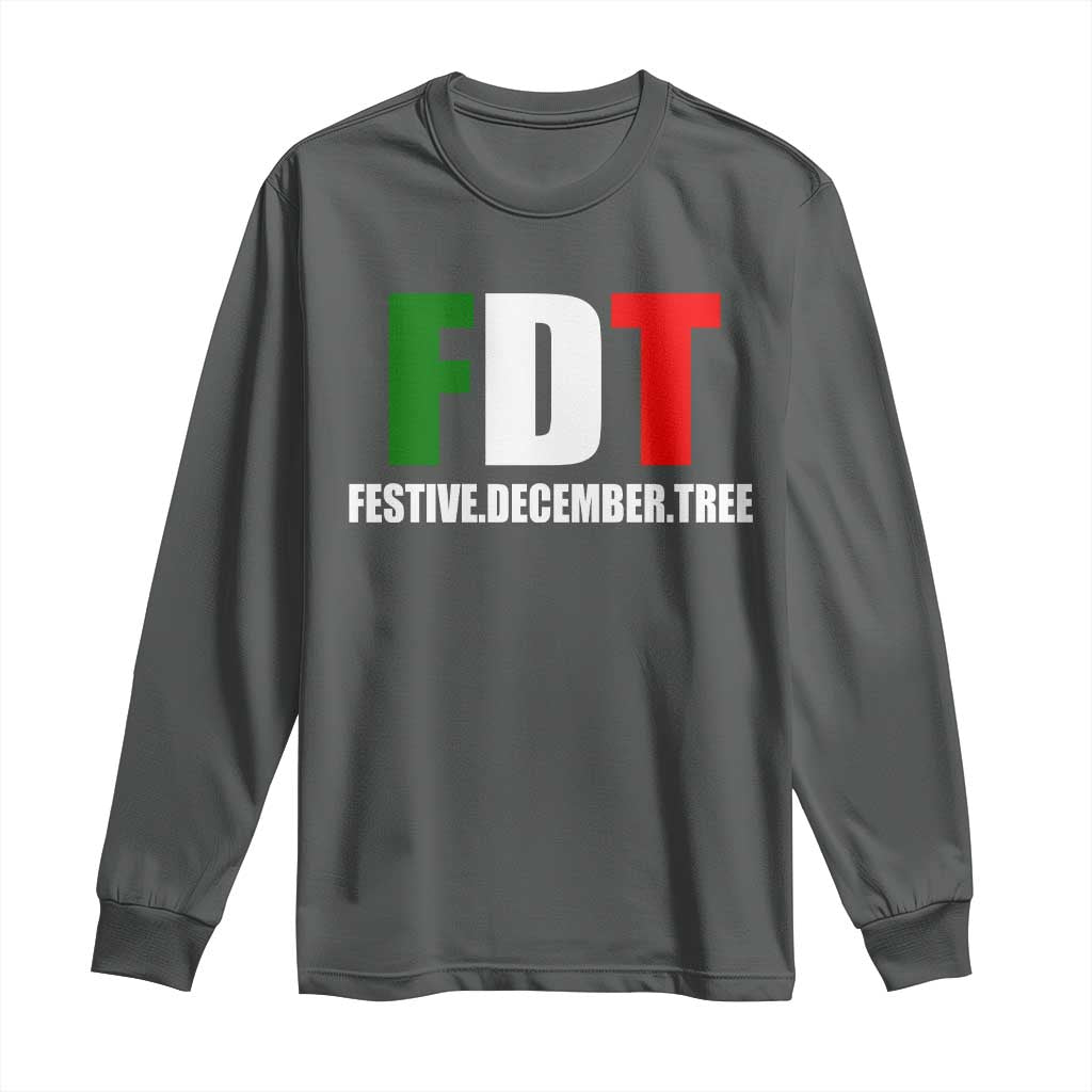 Subtle FDT Christmas Long Sleeve Shirt Hidden Message Funny Festive December Tree TS10 Dark Heather Print Your Wear