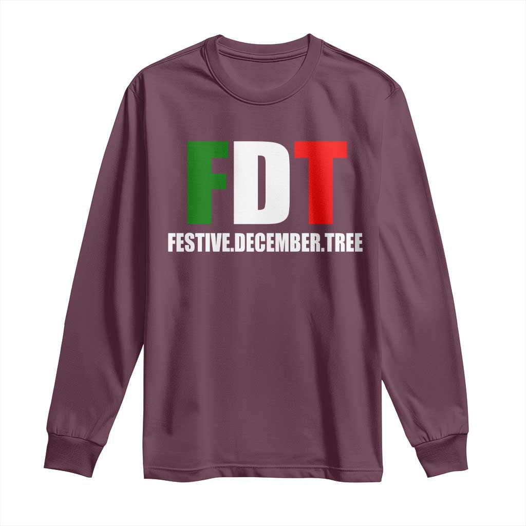 Subtle FDT Christmas Long Sleeve Shirt Hidden Message Funny Festive December Tree TS10 Maroon Print Your Wear