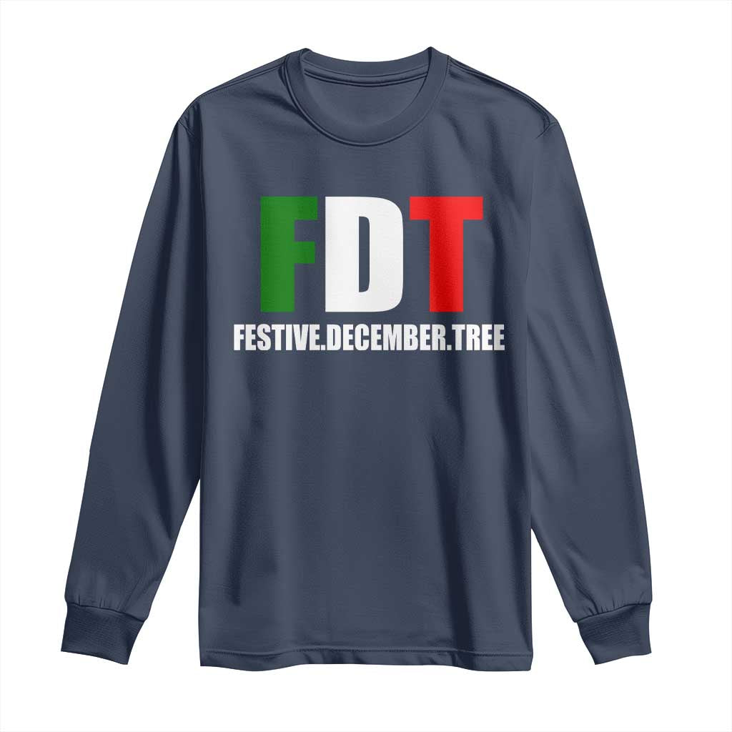 Subtle FDT Christmas Long Sleeve Shirt Hidden Message Funny Festive December Tree TS10 Navy Print Your Wear