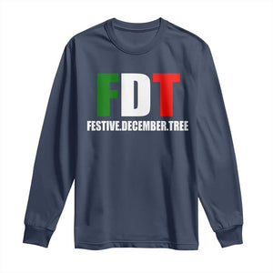 Subtle FDT Christmas Long Sleeve Shirt Hidden Message Funny Festive December Tree TS10 Navy Print Your Wear