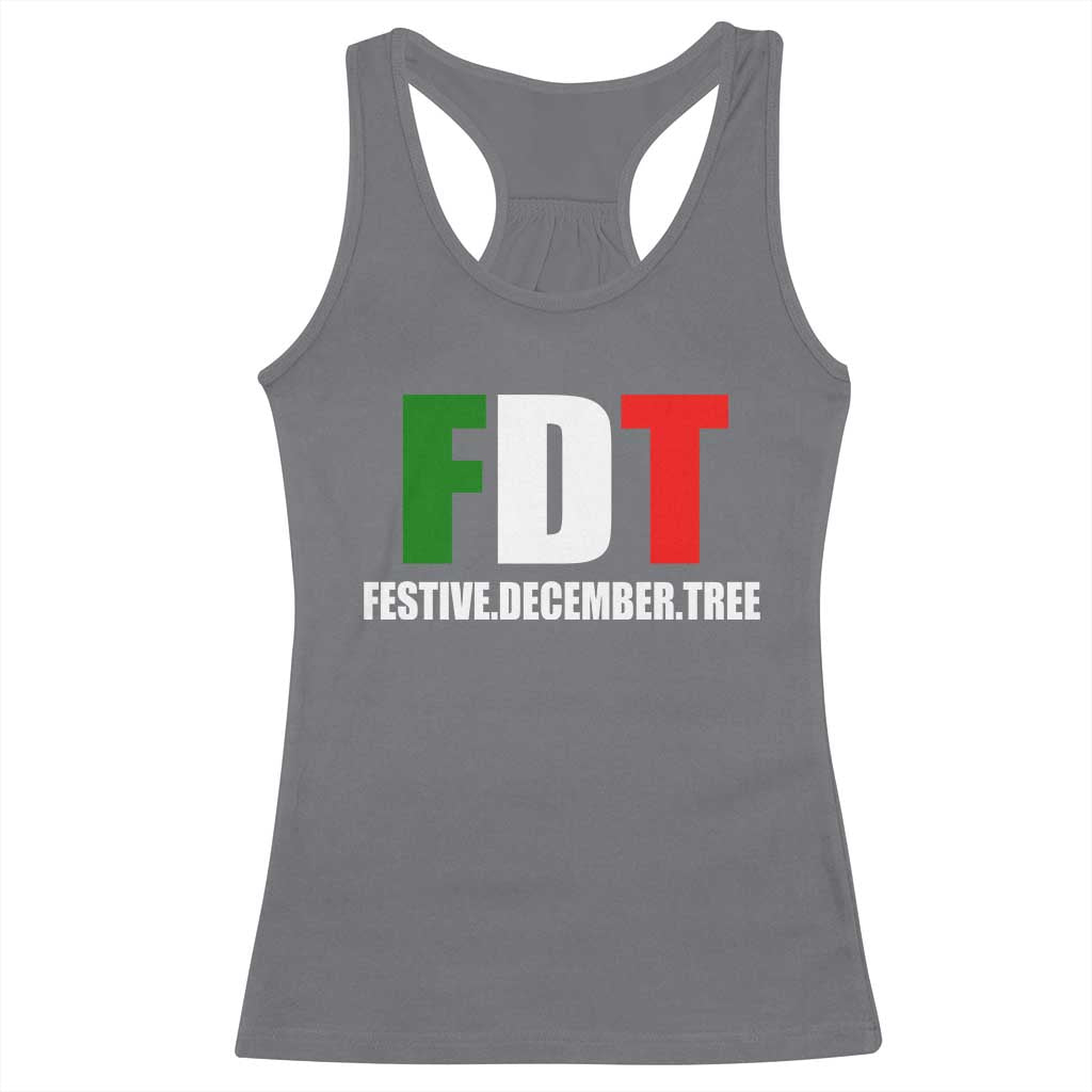 Subtle FDT Christmas Racerback Tank Top Hidden Message Funny Festive December Tree - Print Your Wear