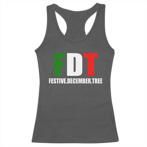 Subtle FDT Christmas Racerback Tank Top Hidden Message Funny Festive December Tree - Print Your Wear