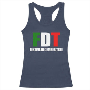 Subtle FDT Christmas Racerback Tank Top Hidden Message Funny Festive December Tree - Print Your Wear