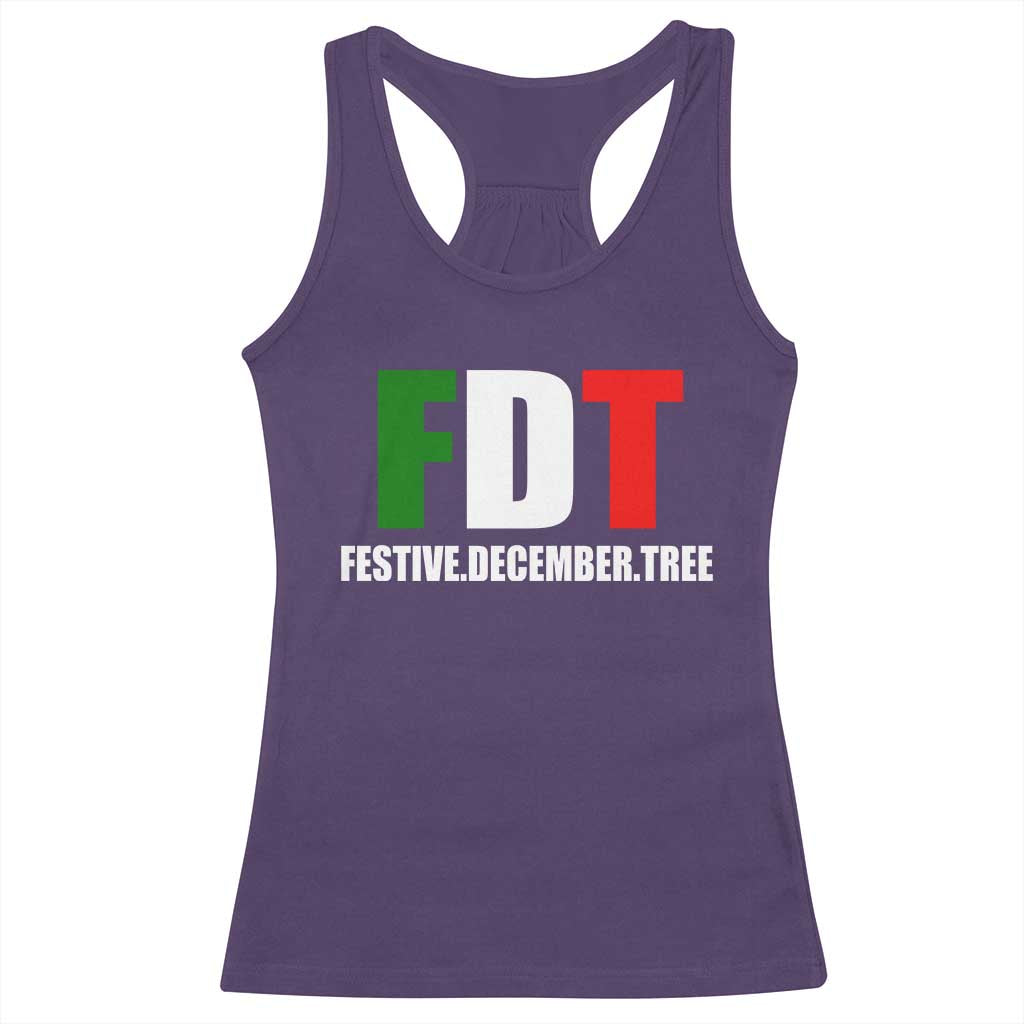 Subtle FDT Christmas Racerback Tank Top Hidden Message Funny Festive December Tree - Print Your Wear